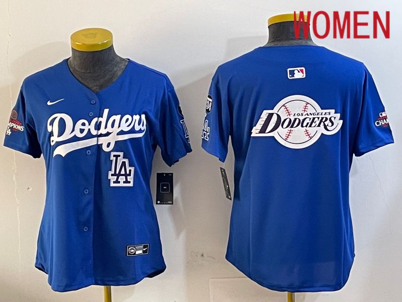 Women Los Angeles Dodgers Blank Blue Game 2024 Nike MLB Jersey style 1205->women mlb jersey->Women Jersey